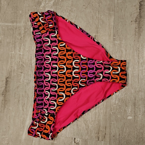 💕TRINA TURK💕 Echo Tab Side Hipster Swim Bottom Multi-Color Chain Print 14 NWT - Picture 8 of 14